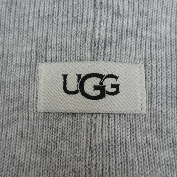 New UGG Solid Folded Cuff Beanie Women's Men's Unisex Wool-Blend Logo OS Gray - Picture 5 of 9